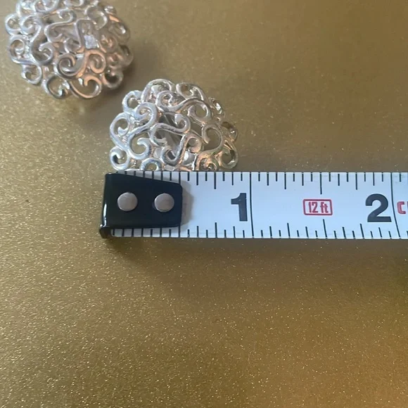 Vintage Silver Tone Clip On Earrings, Set of Three Pairs - Picture 4 of 6